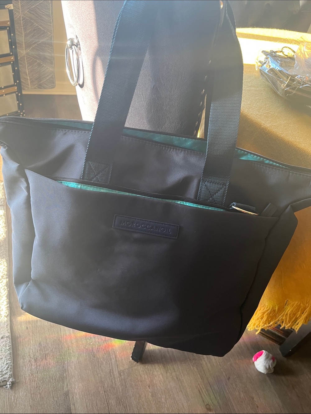 Moroccanoil Black Laptop Tote with Teal Accent